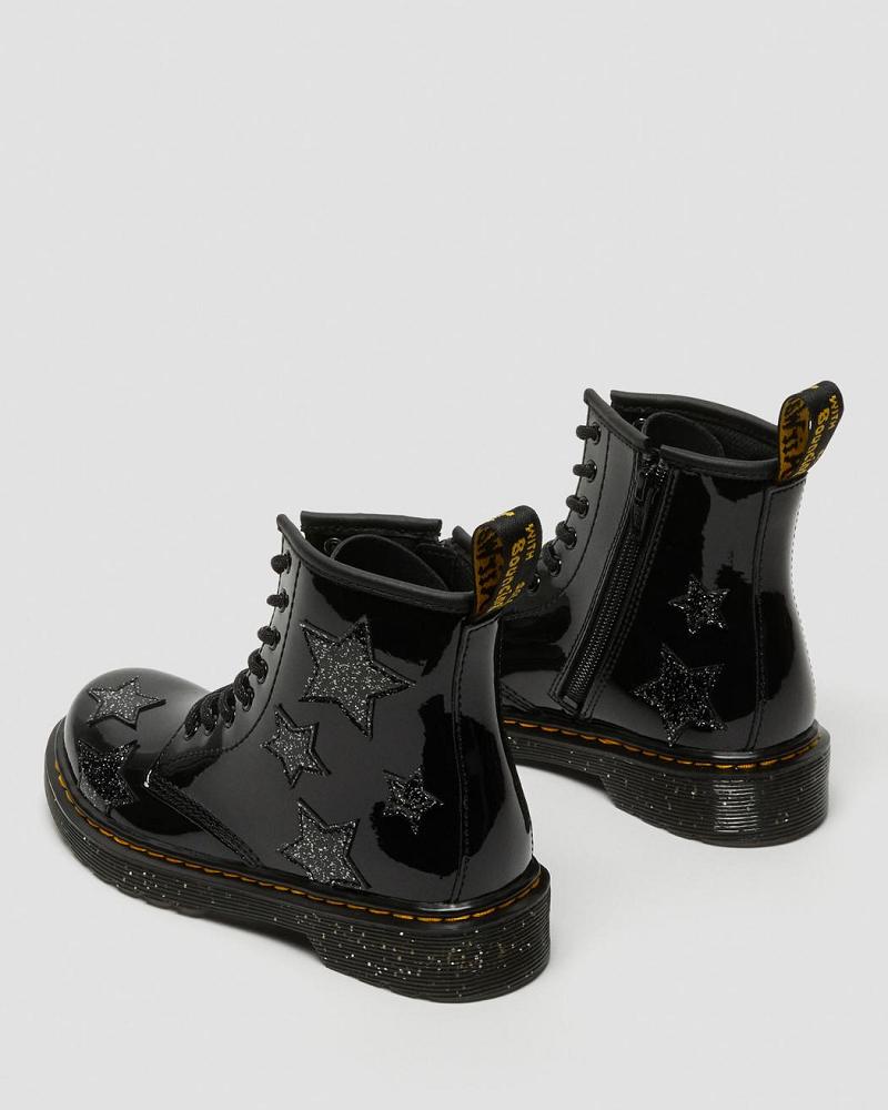 Dr Martens Junior 1460 Glitter Star Lak Veterlaarzen Kinderen Zwart | NL 143MQZ